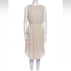 $430 Marie Oliver taupe pleated accordion midi dress S